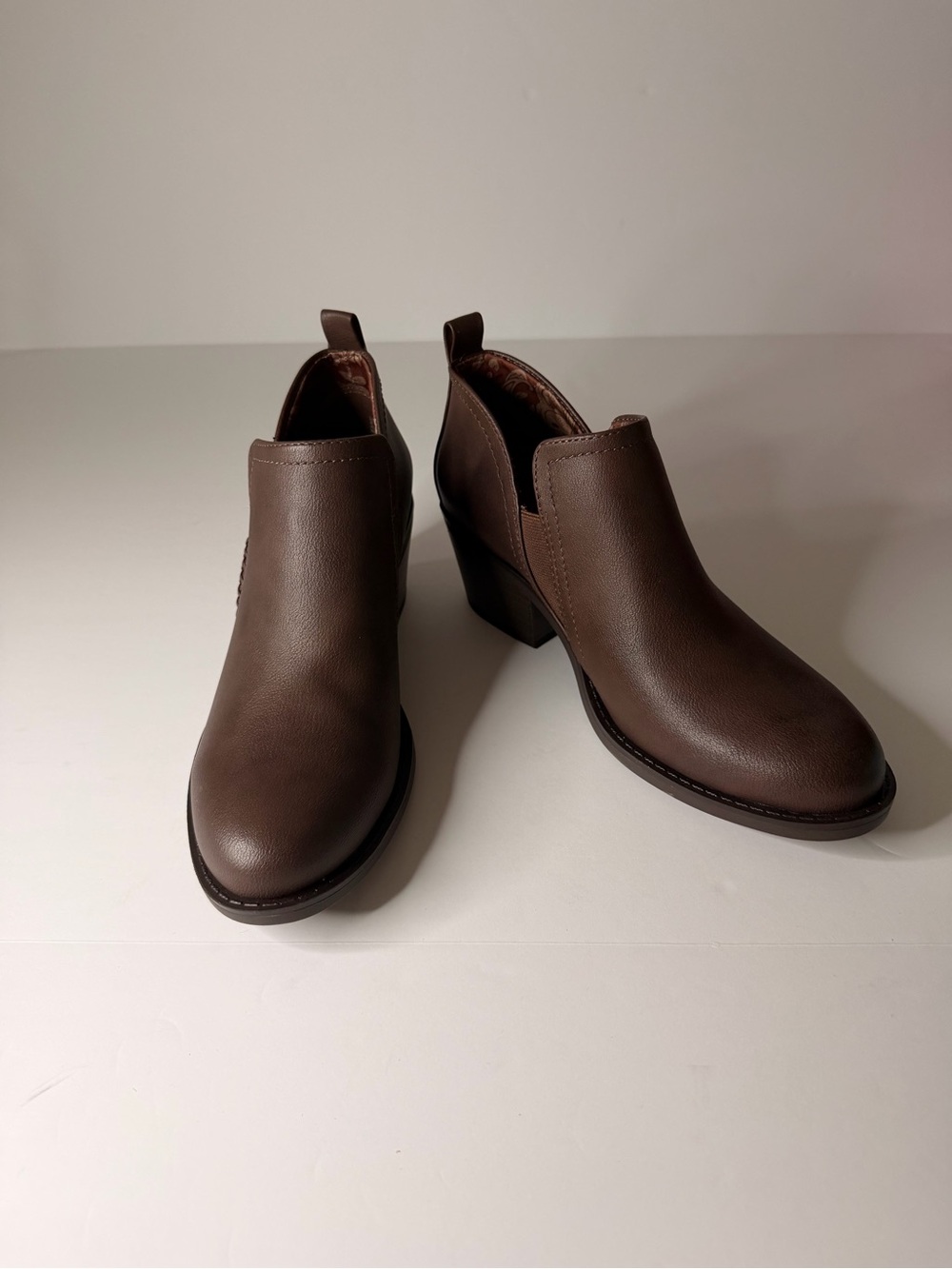 White Mountain Brown Slip-On Ankle Booties